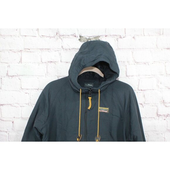 L.L. Bean Mountain Classic Insulated Anorak Hooded Nylon Black Size M - Picture 3 of 10
